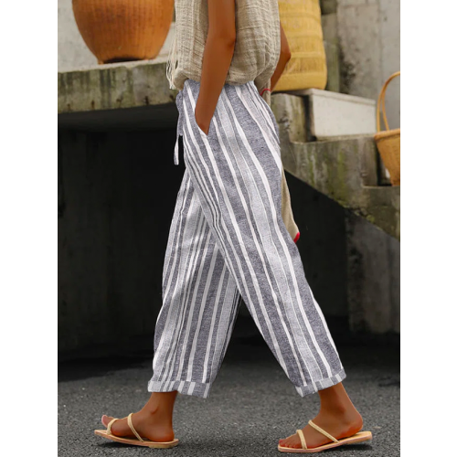 Plus size Casual Striped Pants