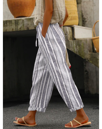 Plus size Casual Striped Pants