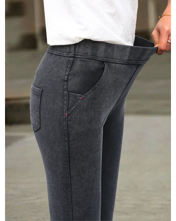 Plain Casual Loose H-Line Straight Pants With Pockets